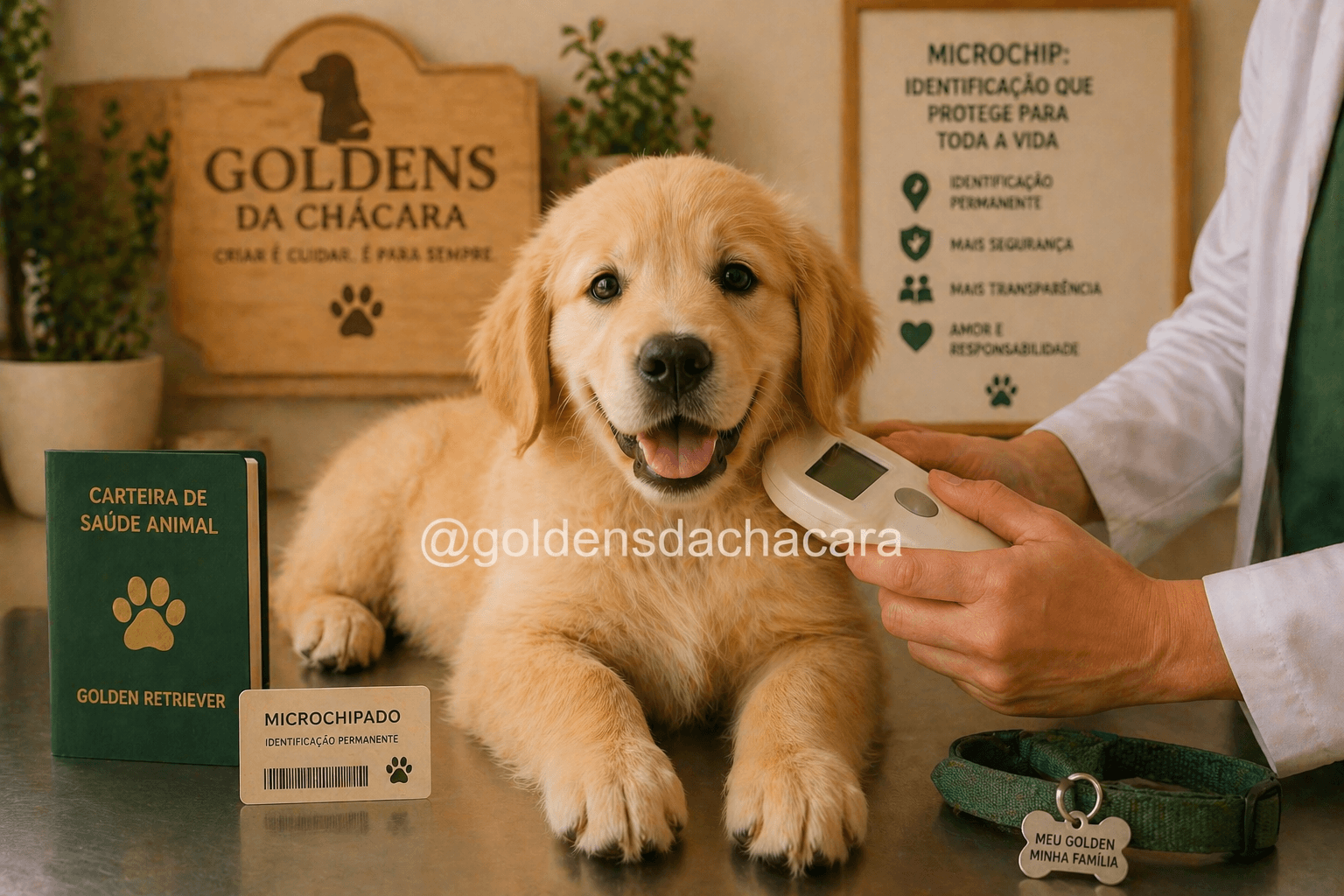 Microchip em cães: por que nossos filhotes Golden saem microchipados